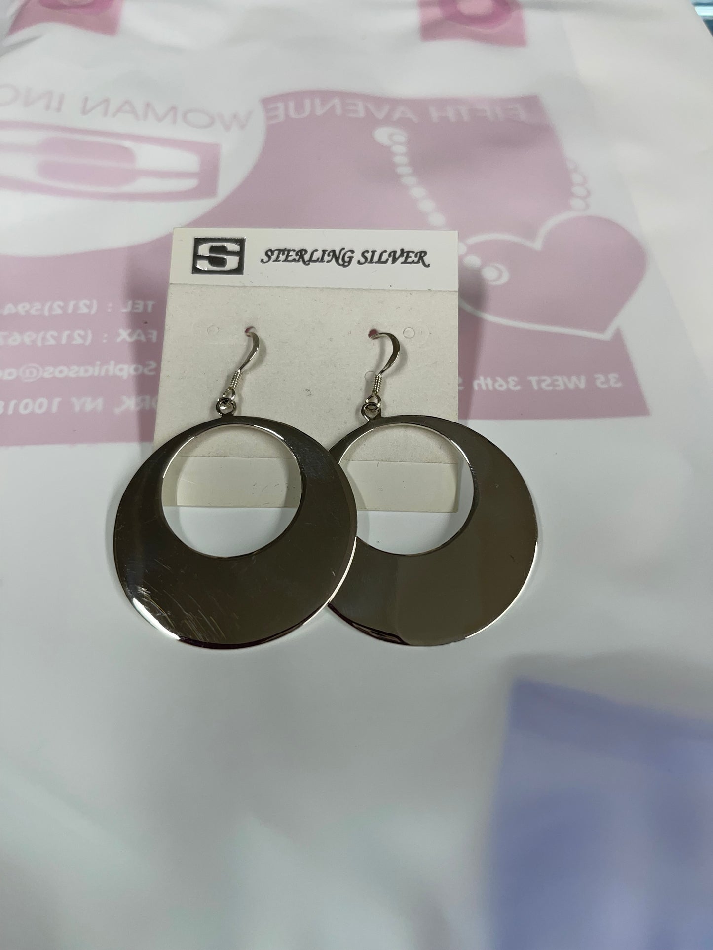 .925 Sterling silver circle on wire earring for women/Teens