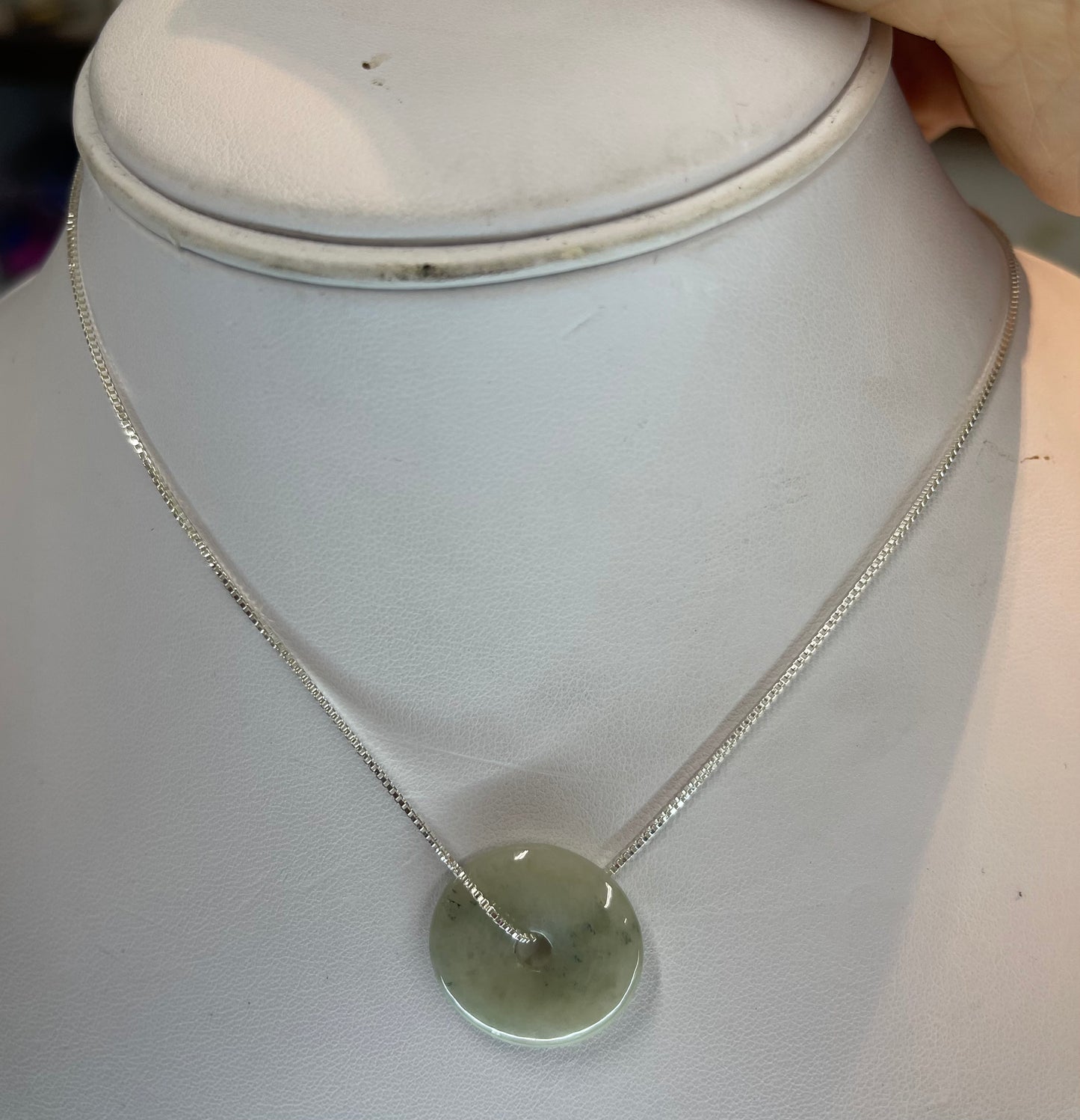 Ancient jade 玉pendants on 18”sterling silver chain.