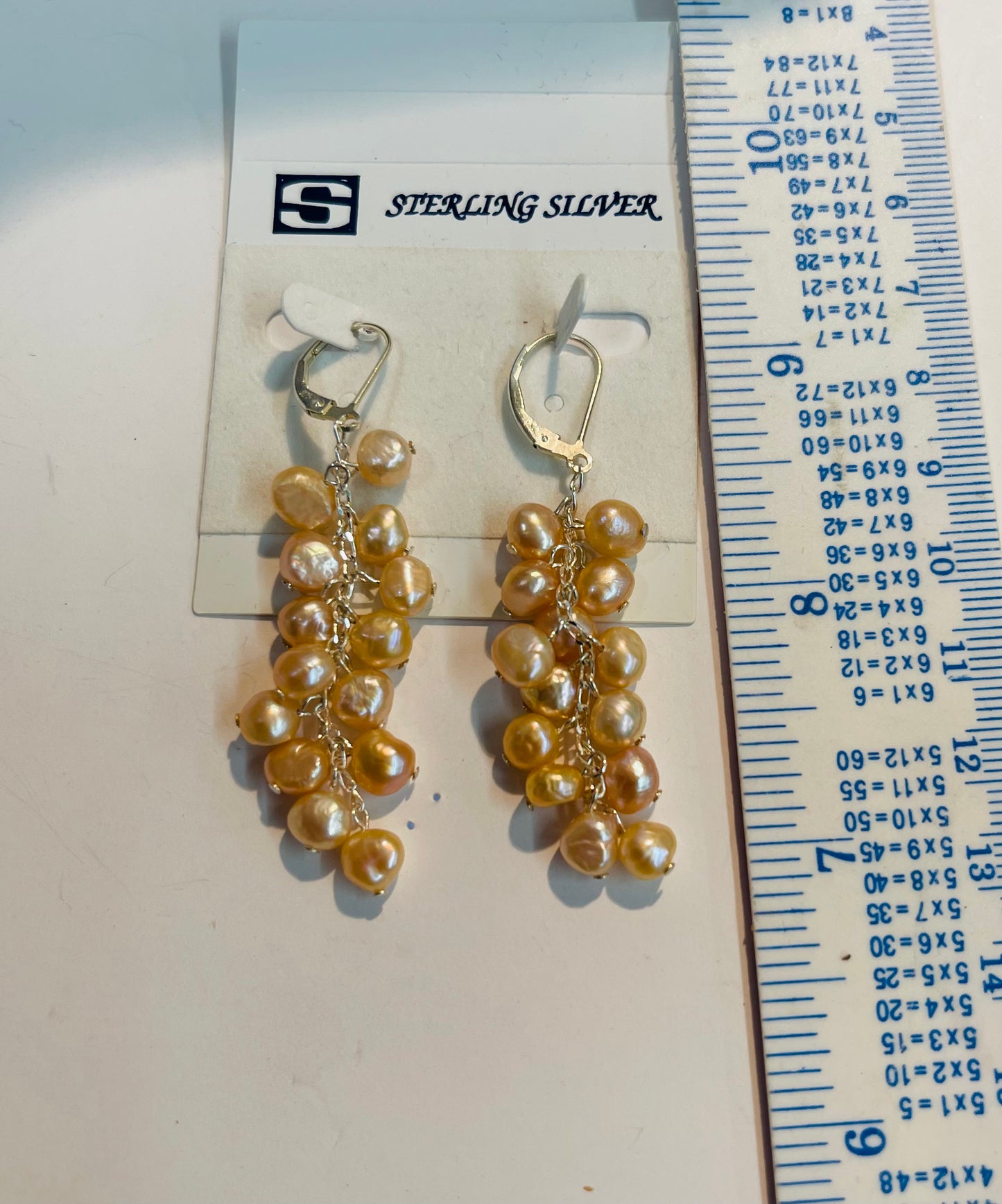 Handcrafted Pink Freshwater Pearl Vine Earrings in 925 Sterling Silver