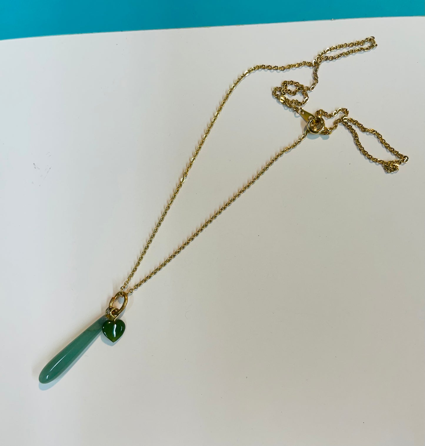 Jade heart necklaces on 18” chain