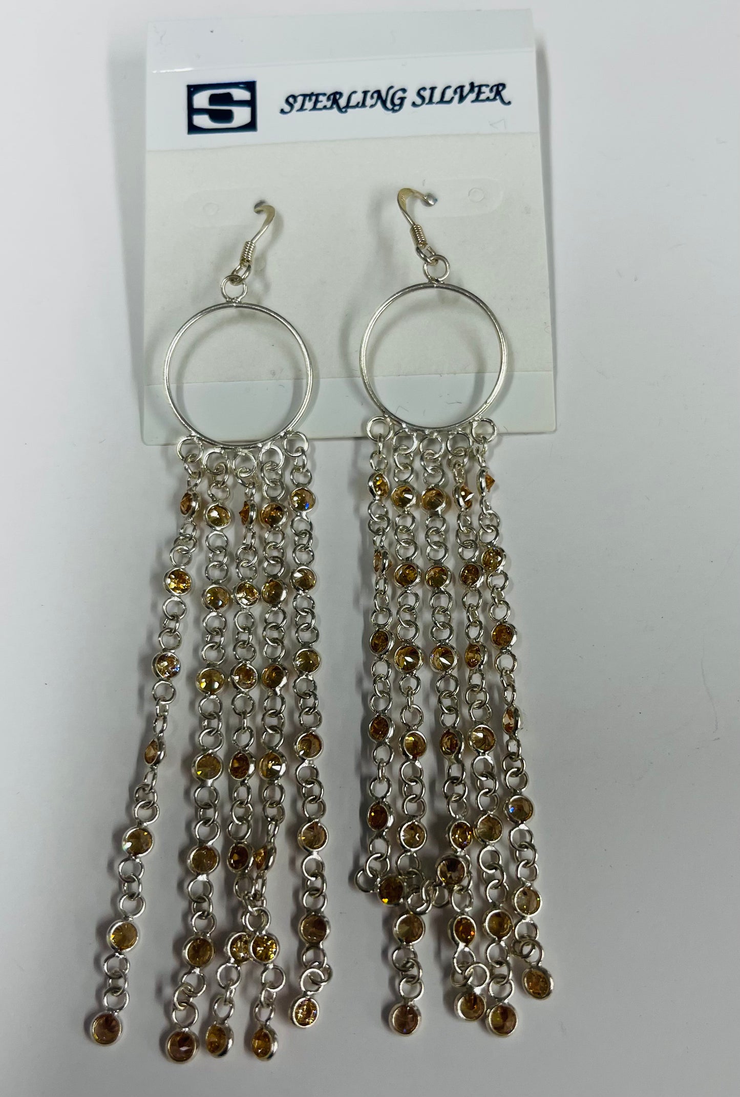 .925 Sterling Silver with CZ citrine stones earring