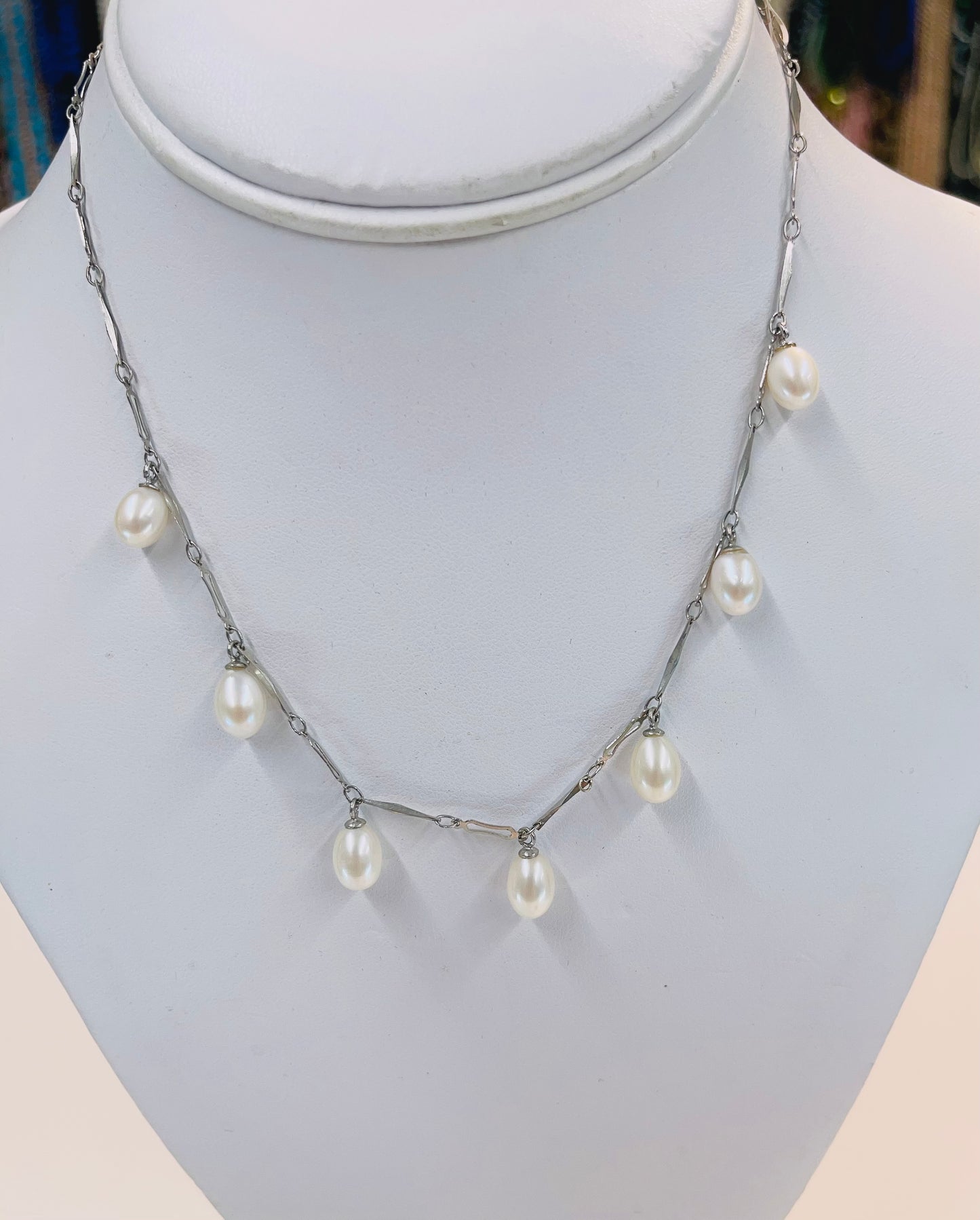 Handcrafted 925 Sterling Silver Pearl Cascade Necklace | Natural Freshwater Pearls