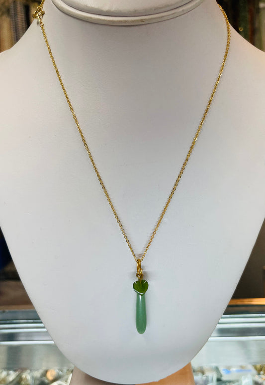 Jade heart necklaces on 18” chain