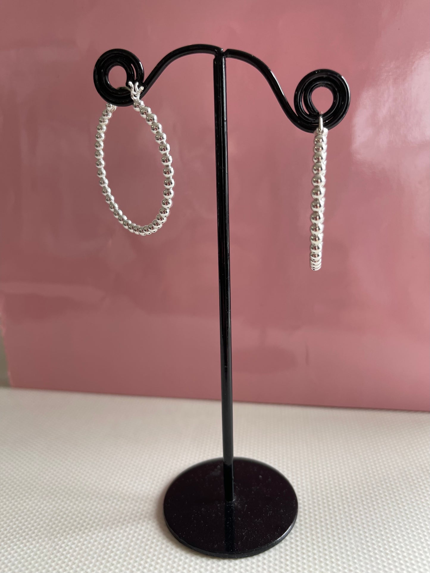 Sterling silver bead ball hoop earring for women/Teen